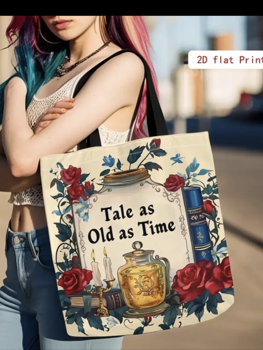 Disney Beauty & The Beast "Tale As Old As Time" Canvas Tote Bag